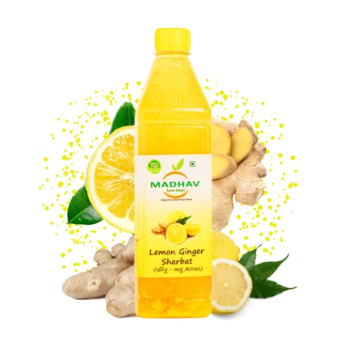 Lemon Ginger Sharbat 700ml - refreshing digestive drink | Vrukshasetu